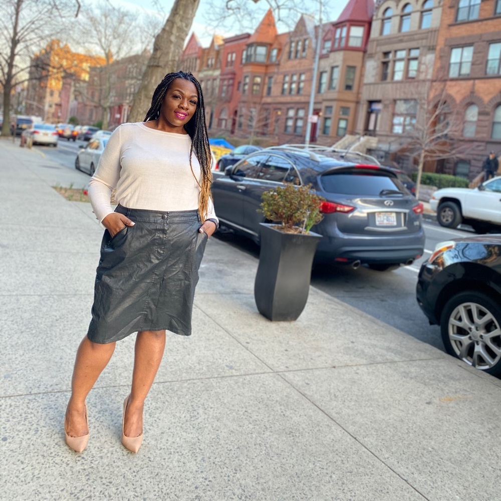 Black Denim Pencil Skirt